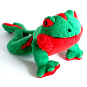 Vintage Christmas Frog Plush Stuffed Toy Animal 10” -BJ Toy Co.